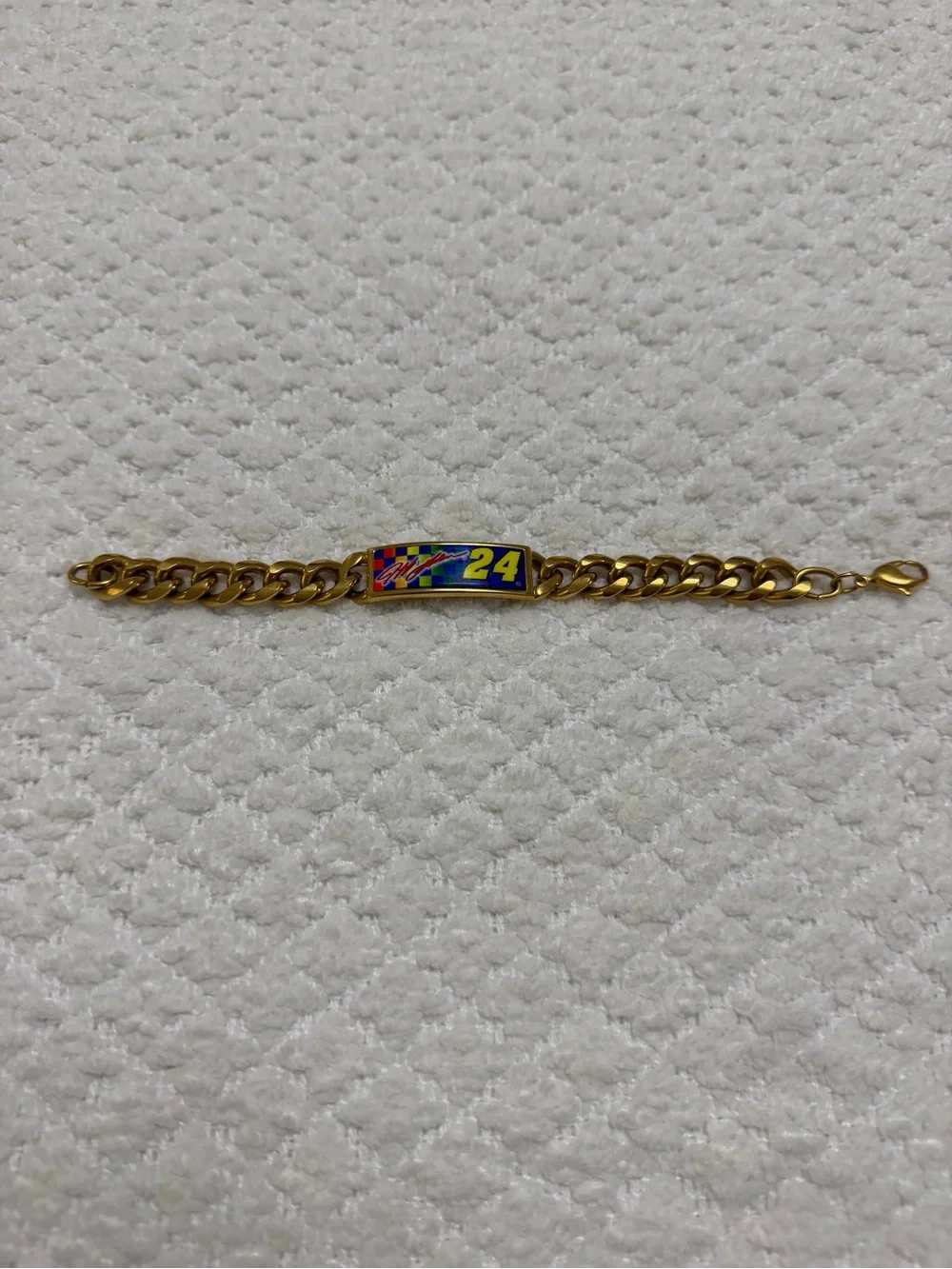 Vintage Nascar Jeff Gordon Spiedel Bracelet by Sun Time Gold Tone